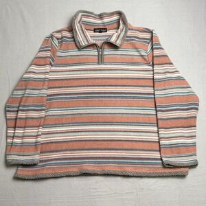 Women's Fleece 1/4 Zip Pullover Shirt Earth Tone Stripes 2XL by North River EUC